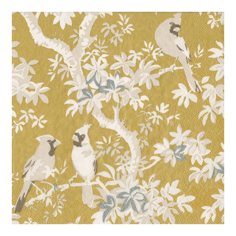 Casapari Napkin Scenic Songbirds Gold Ivory Dinner 18080D
