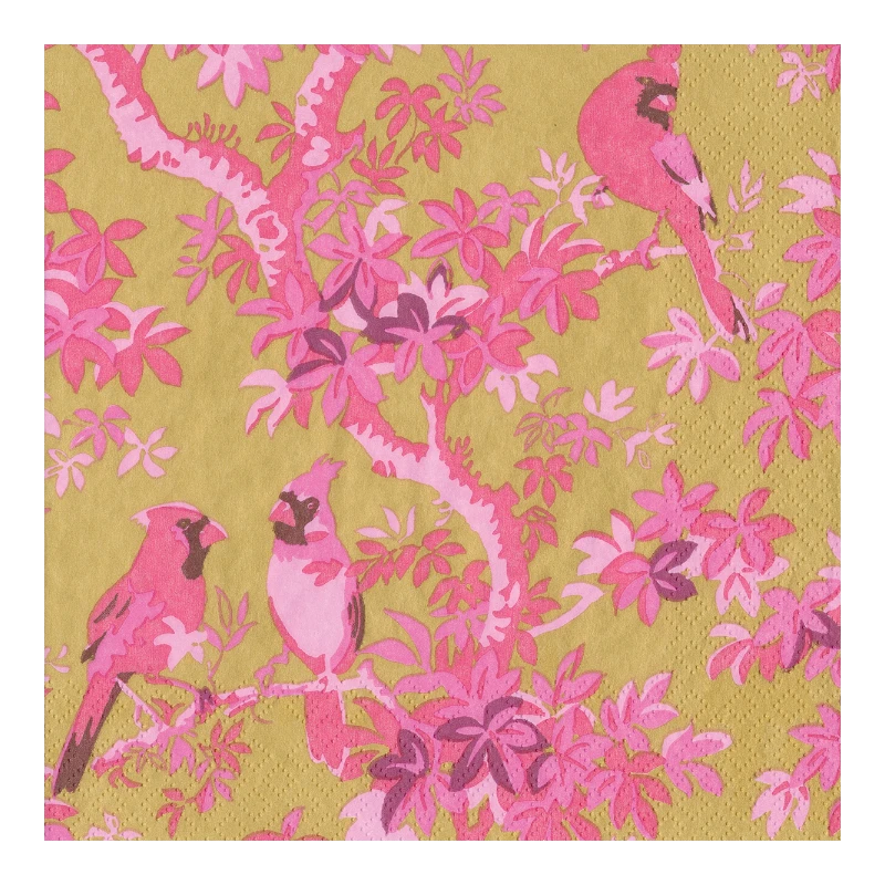 Casapari Napkin Scenic Songbirds Gold Rose Cocktail 18082C