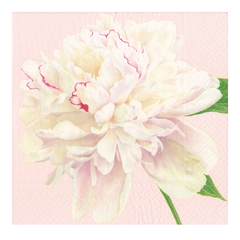 Caspari cocktail napkin Paper napkin Duchess Peonies Blush 16890C