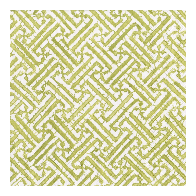 Caspari Luncheon Napkin Paper Napkin Moss Green Fretwork 16451L