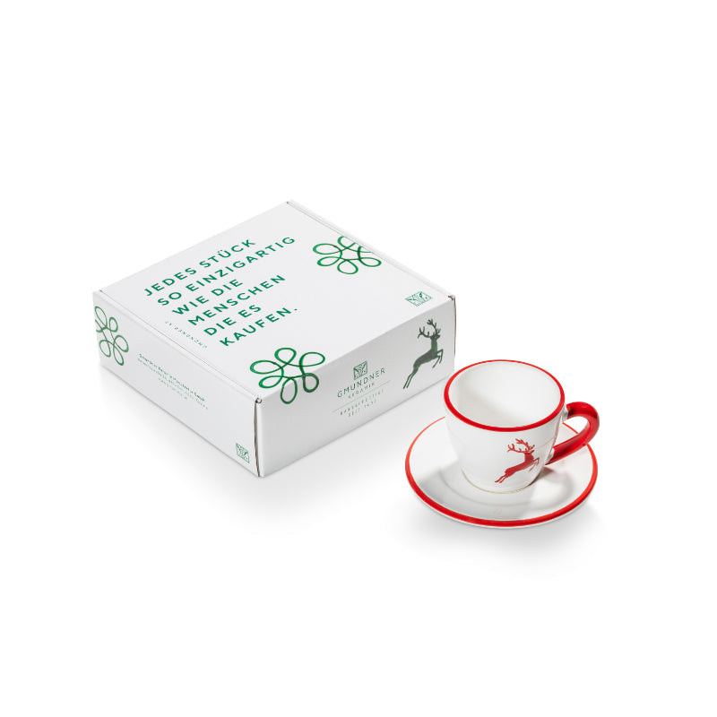 Espresso set 0318STES01SET Gmundner Ceramics Ruby Red Stag