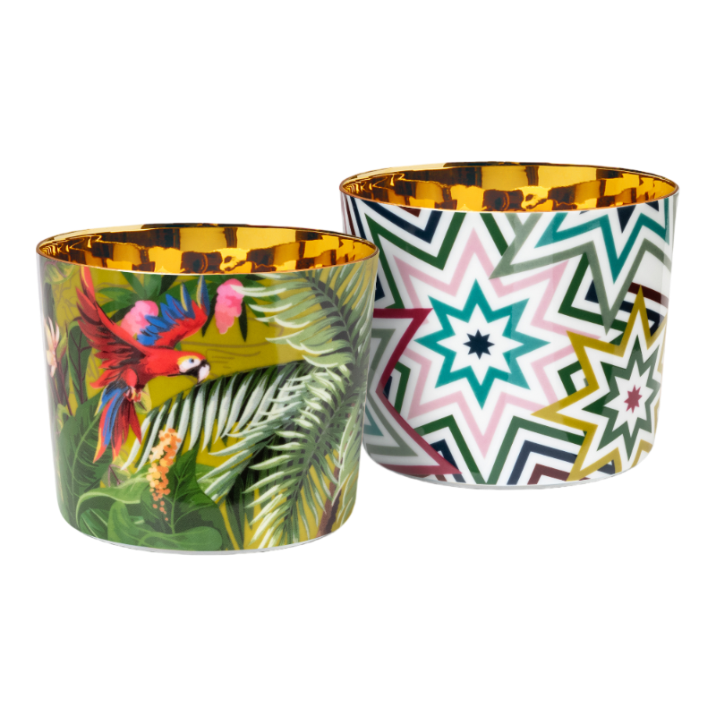 SIEGER by Fürstenberg porcelain Sip Of Gold Champagne tumbler Jungle Paraiso