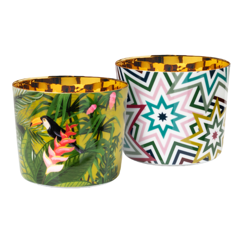 SIEGER by Fürstenberg porcelain Sip Of Gold Champagne tumbler Jungle Paraiso