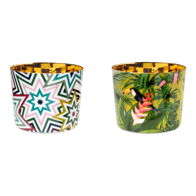 SIEGER by Fürstenberg porcelain Sip Of Gold Champagne tumbler Jungle Paraiso