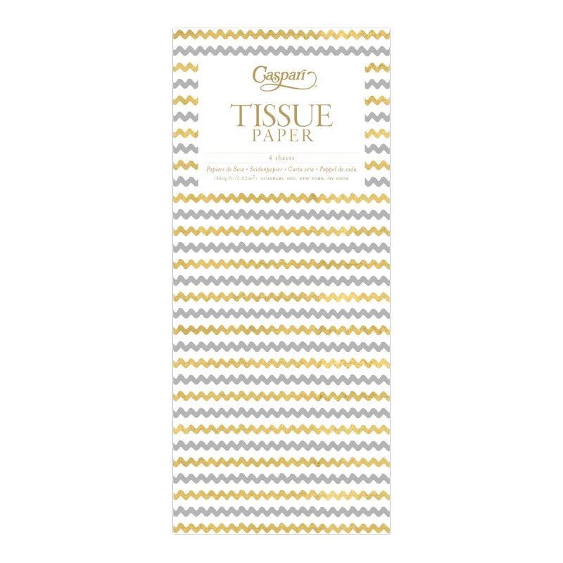 Tissue paper Caspari Rick Rack Silver Gold