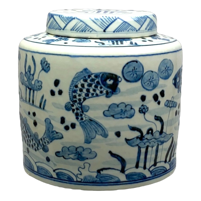 Asiatides lidded vase fish