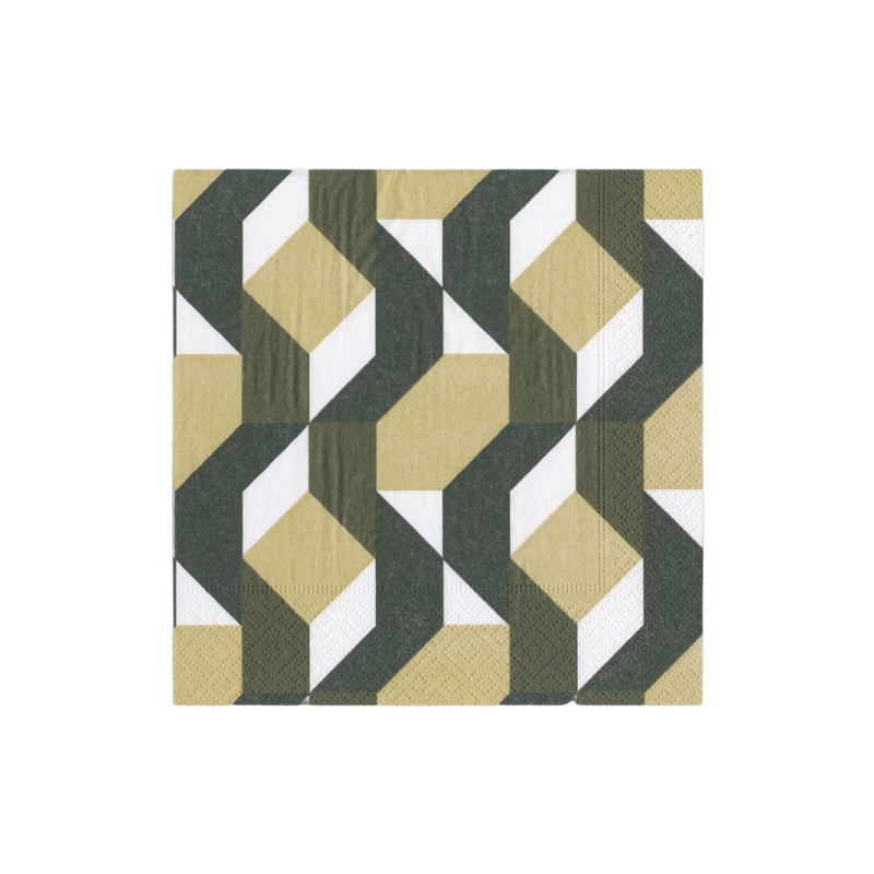 Caspari Cotailbox Black Gold Geometric