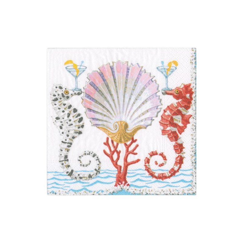 Caspari cocktail box Seahorses and Shell