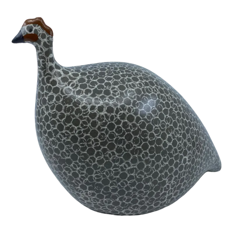 Ceramiques de Lussan Pintade Guinea Fowl Gray White Matt