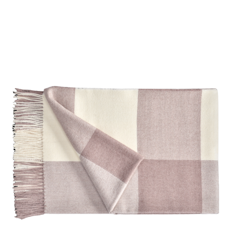 Christian Fischbacher Carre White Rose Plaid Blanket Baby Alpaca