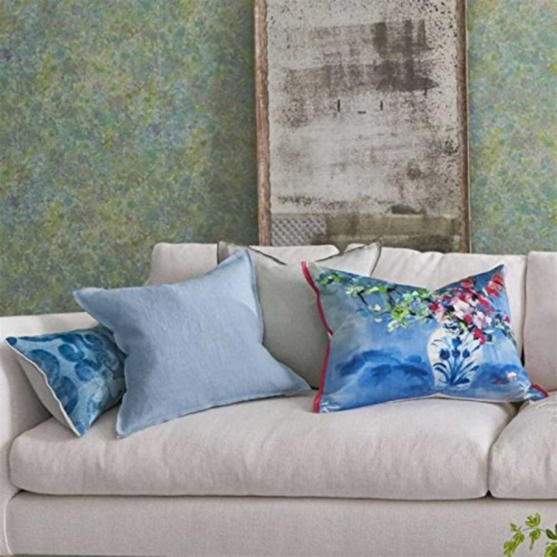 Designers Guild Cushion Laterza Fuchsia Silk Blue Pink