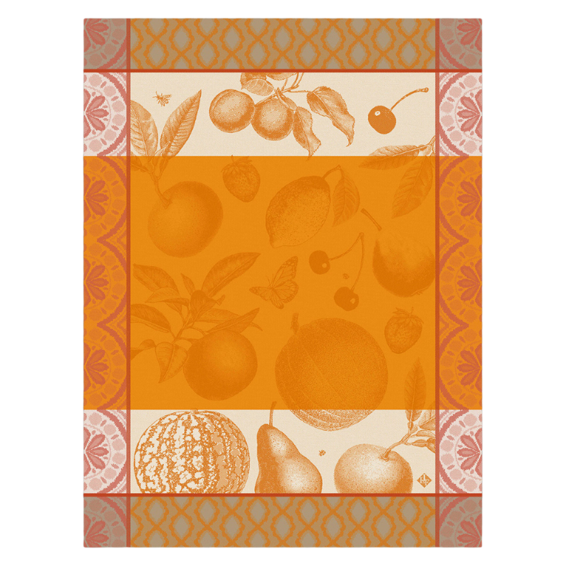 Le Jacquard Francais tea towel Arriere Pays Melon Orange