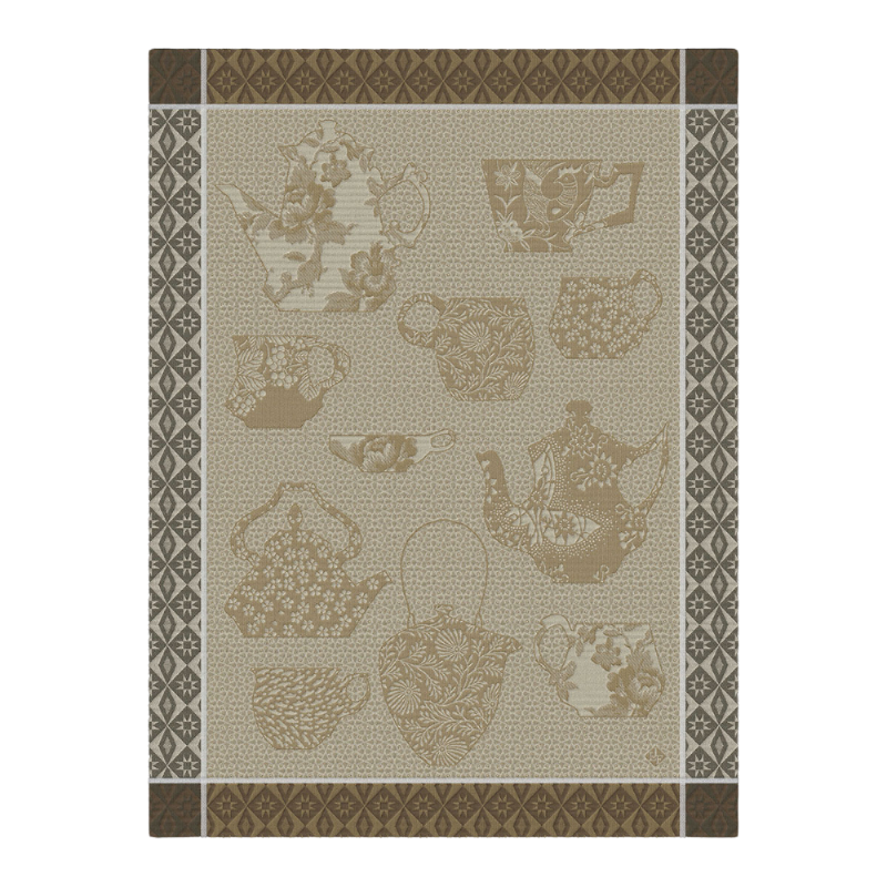 Le Jacquard Francais Club Tea towel Comptoir du The Blanc White Beige