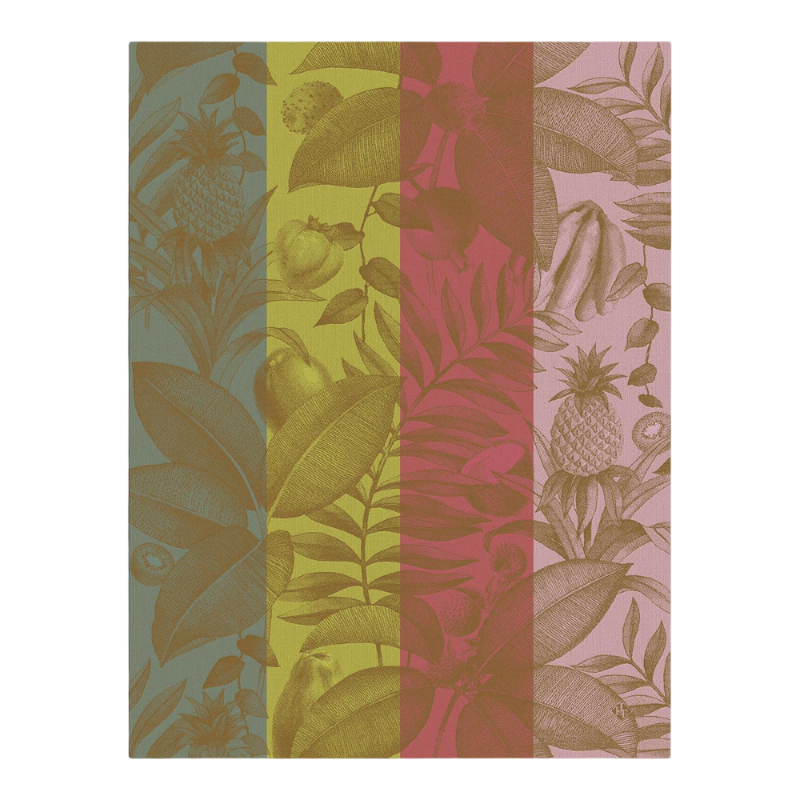 Le Jacquard Francais tea towel Fruits Exotiques Cocktail Green ROt Pink