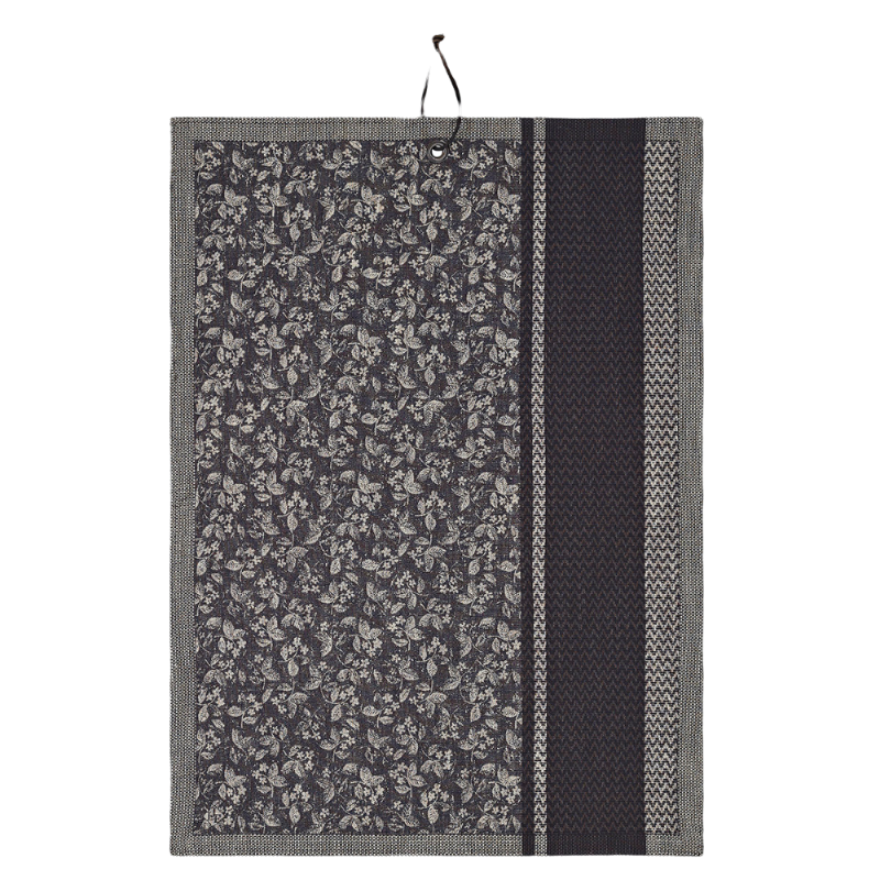 Le Jacquard Francais tea towel Slow Life Mini Carbone Grey Linen Cotton