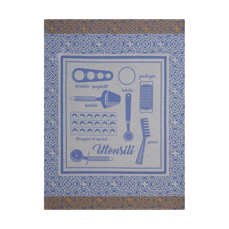 Le Jacquard Francais tea towel Utensili Sel Blue