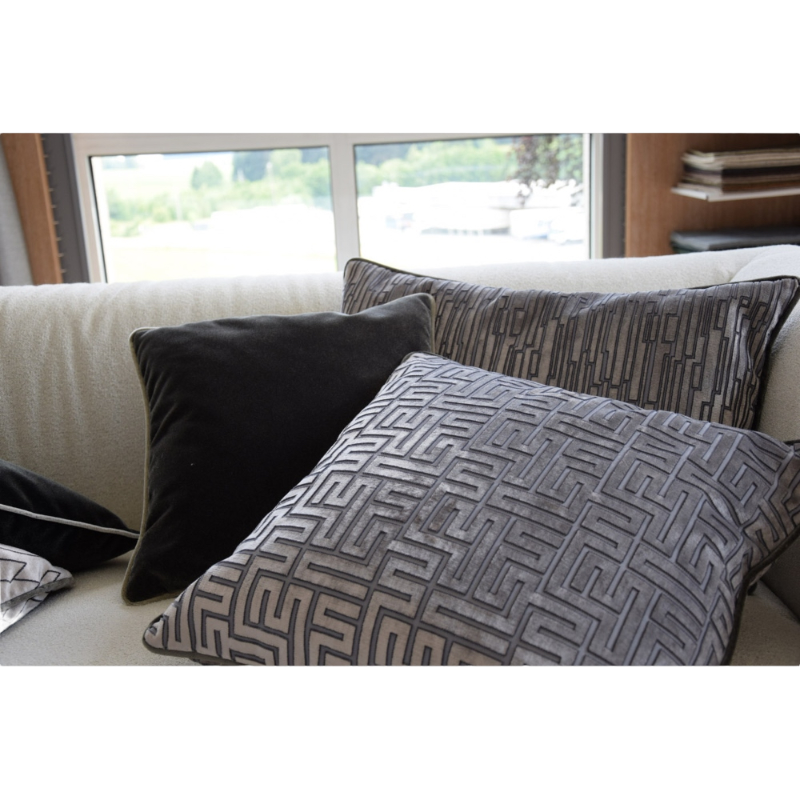 Rohleder Home Collection Cushion Quatum Stone Beige Gray Velvet Velvet