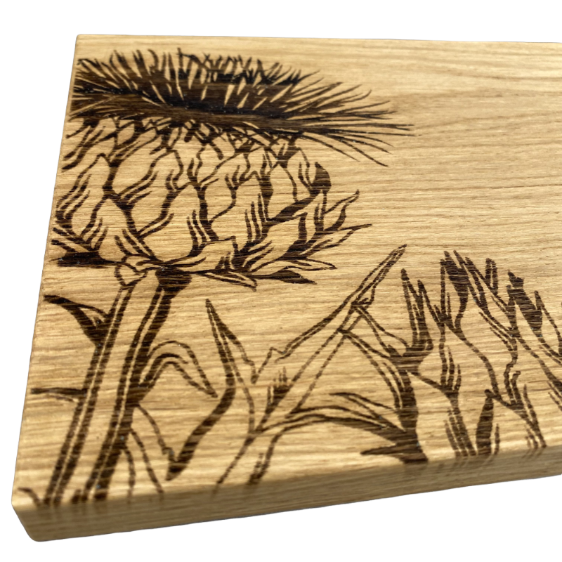 Selbrae House kitchen board oak thistle