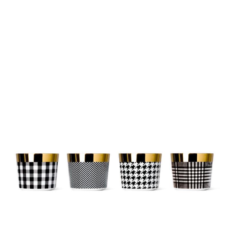 SIEGER by Fürstenberg porcelain Sip Of Gold Champagne tumbler Black White Glencheck