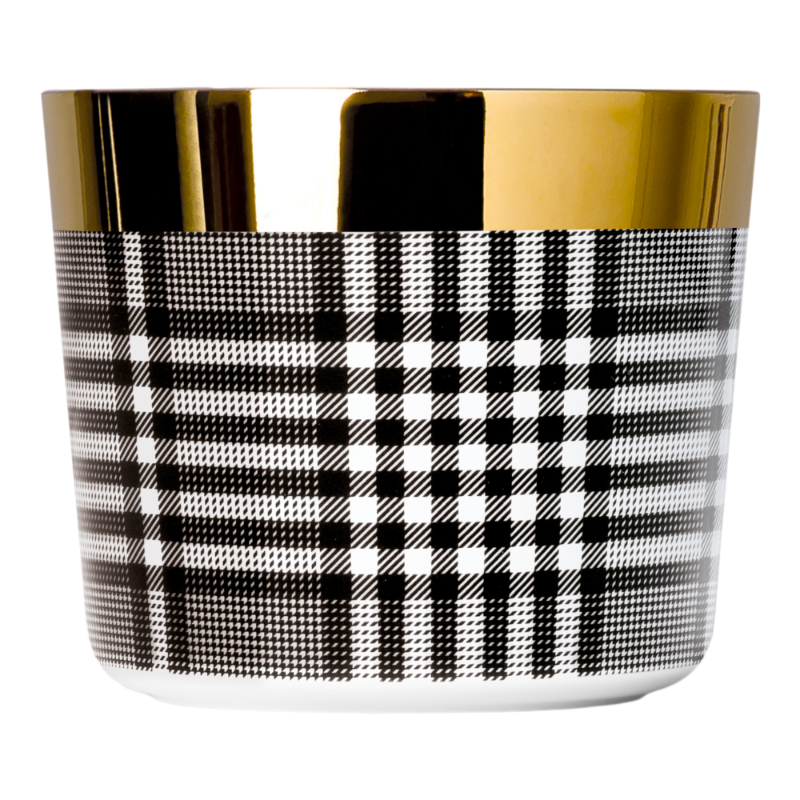 SIEGER by Fürstenberg porcelain Sip Of Gold Champagne tumbler Black White Glencheck
