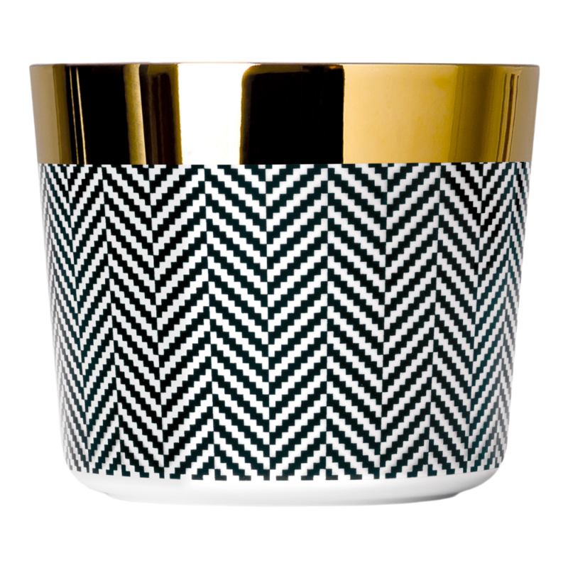 SIEGER by Fürstenberg porcelain Sip Of Gold Champagne tumbler Black White Herringbone