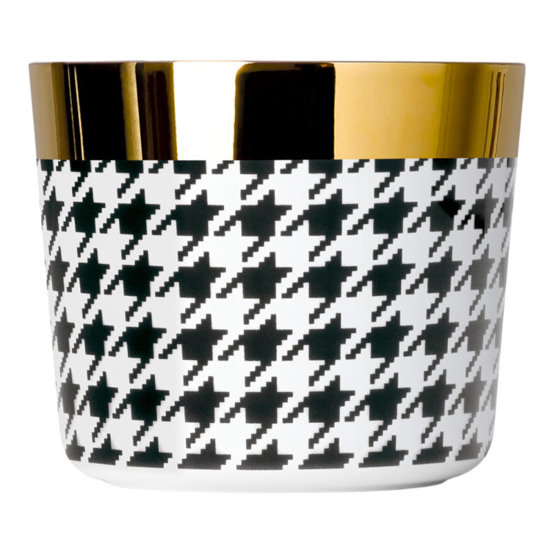 SIEGER by Fürstenberg porcelain Sip Of Gold Champagne tumbler Black White Pepita