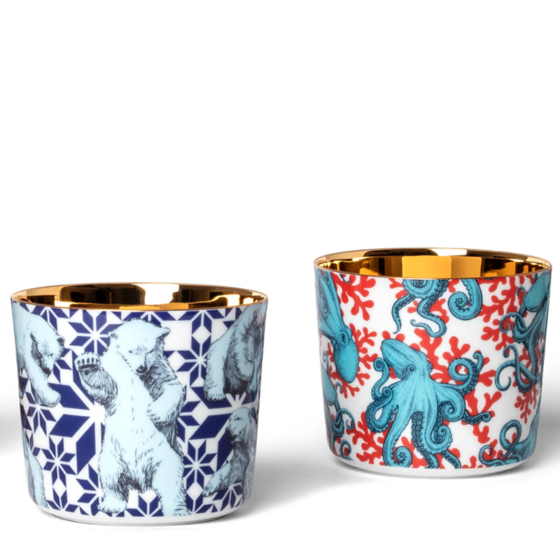 SIEGER by Fürstenberg porcelain Sip Of Gold Champagne tumbler The Octopuses