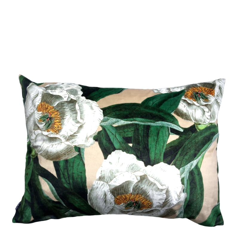 VanillaFly cushion Peony Green Beige Velvet