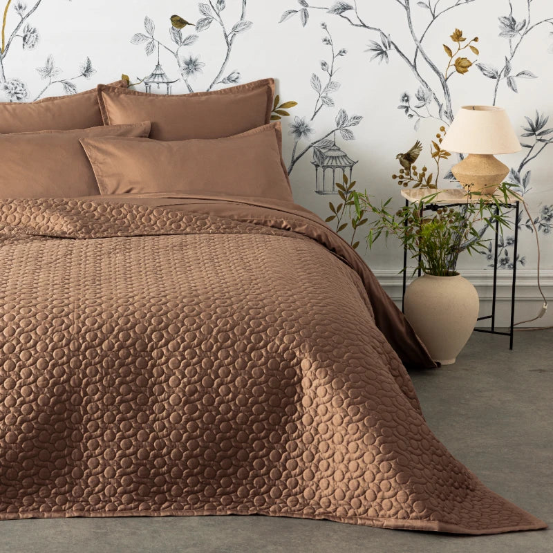 bedspread bedspread brown with wallpaper