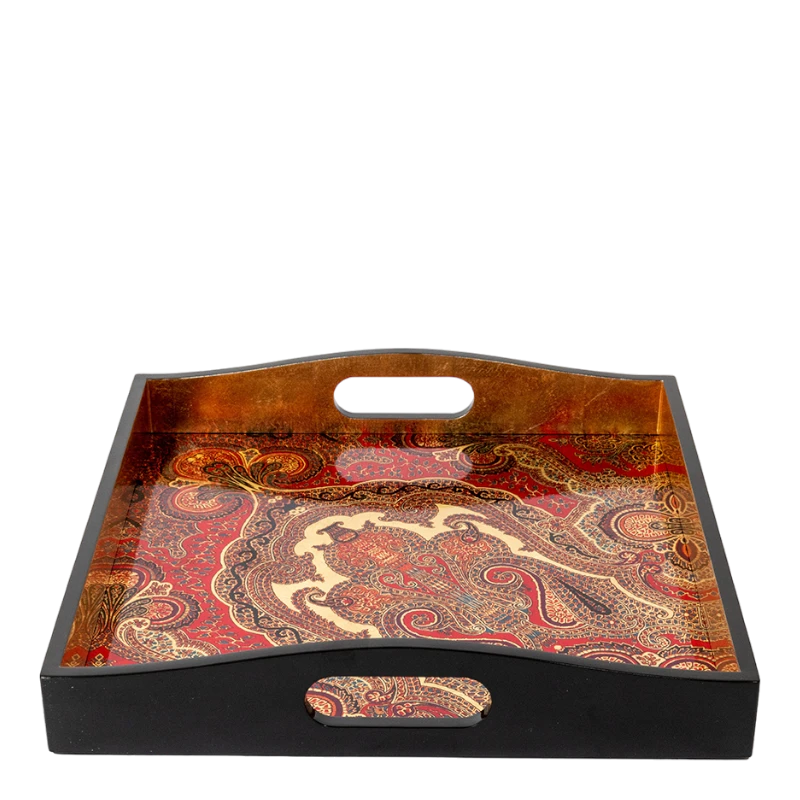 Caspari lacquer tray Crimson Jaipur 8914LQSQ