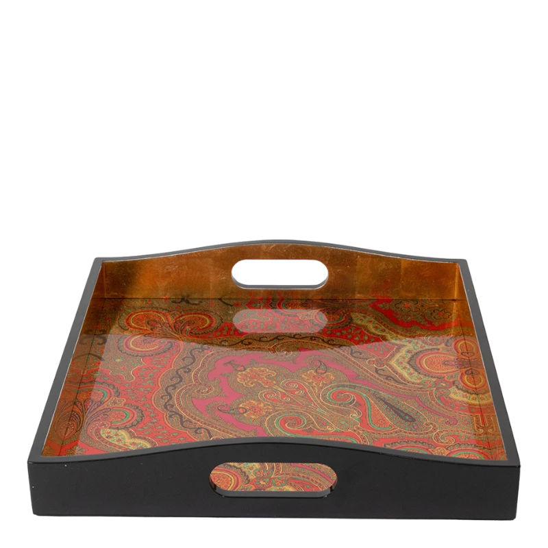 Caspari Lacquered Tray Fuchsia Jaipur 8913LQSQ