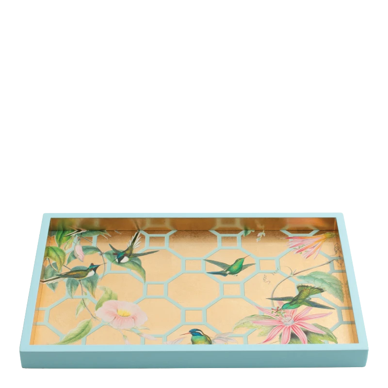 Caspari lacquer tray Hummingbird Trellis 15111SMR