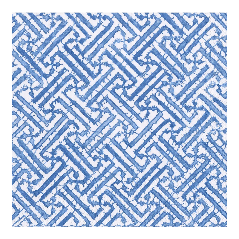 Caspari Lunch napkin Paper napkin Blue Fretwork 16450L