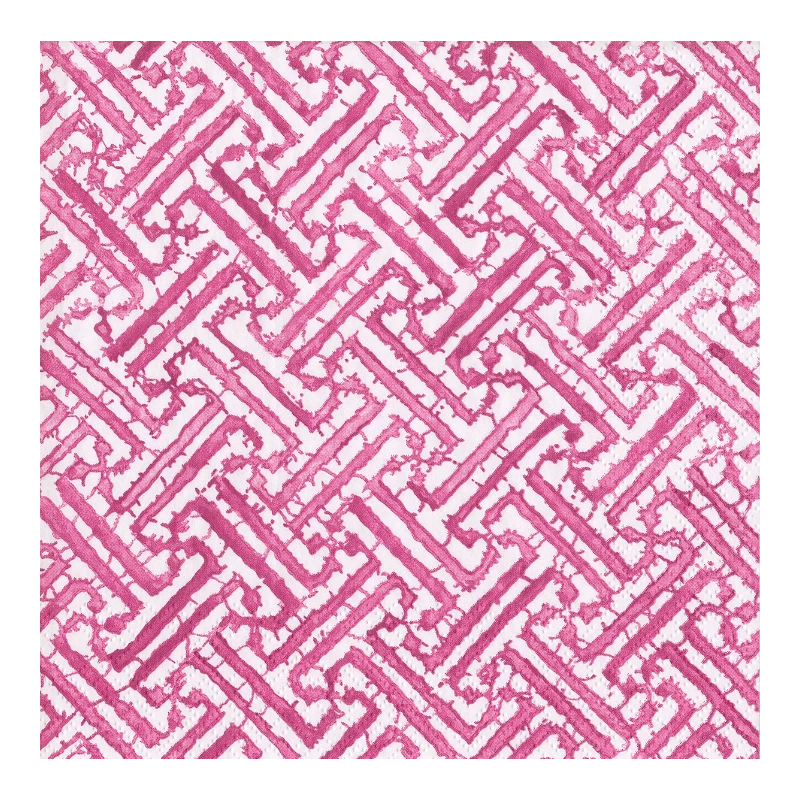 Caspari Lunch napkin Paper napkin Fuchsia Fretwork 16453L