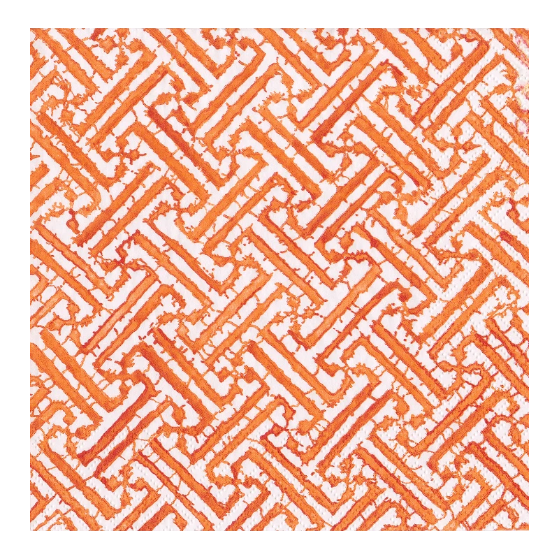 Caspari Luncheon Napkin Paper Napkin Orange Fretwork 16452L