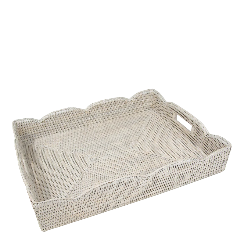 Caspari Rattan Tray Rattan White HTR103