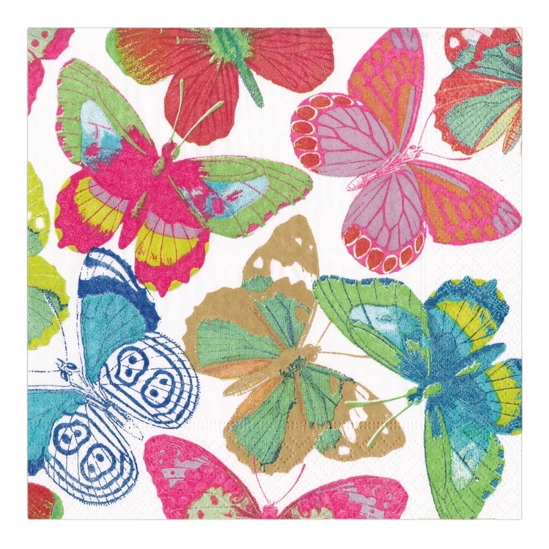 Caspari lunch napkin Bright Butterflies Colored