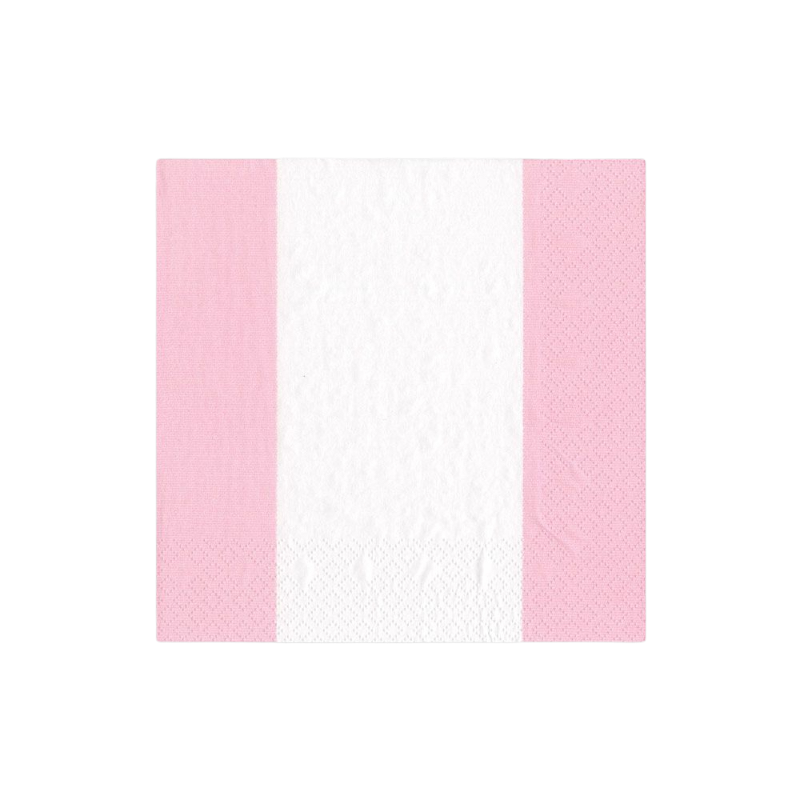 Caspari cocktail box with napkins pink stripes