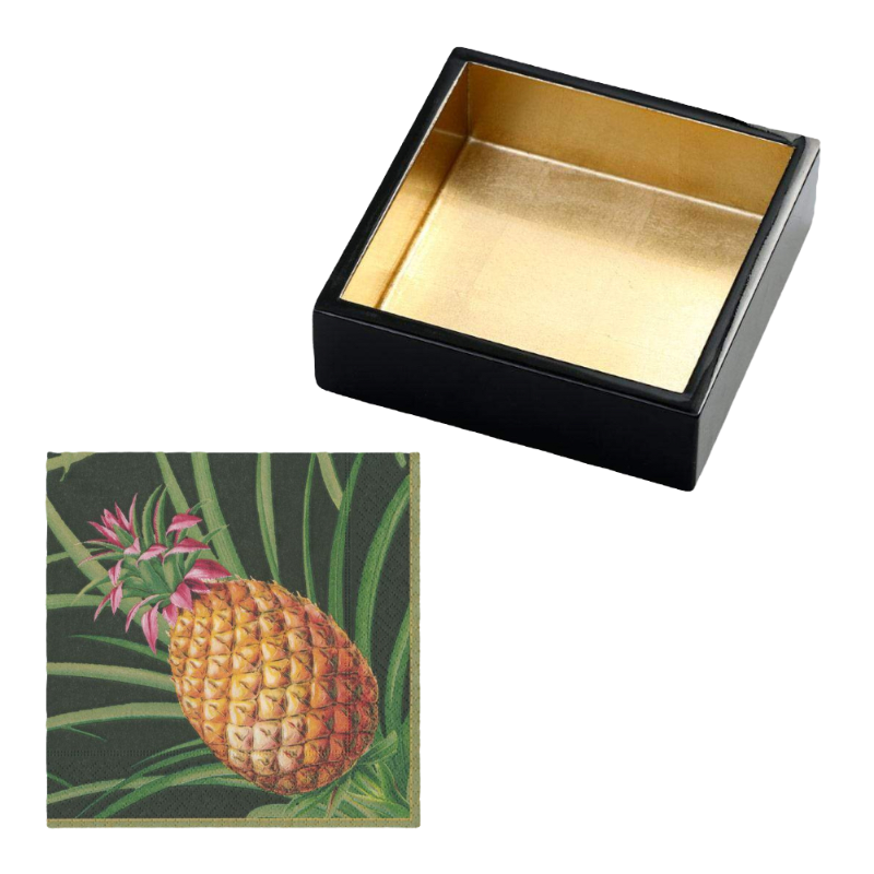 Cocktail box with Caspari pineapple napkins
