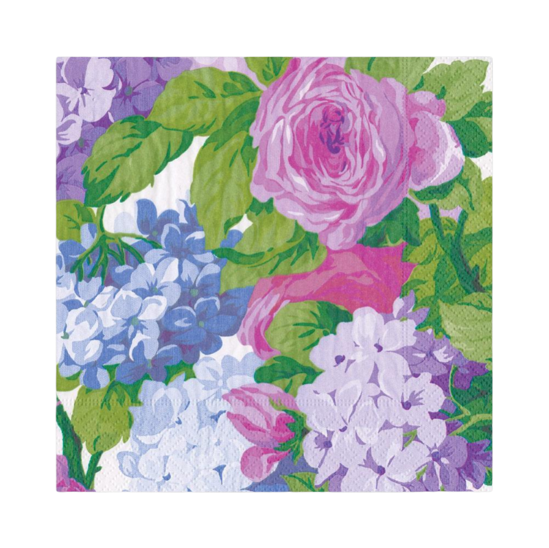 Caspari lunch napkin English Chintz Flowers Violet