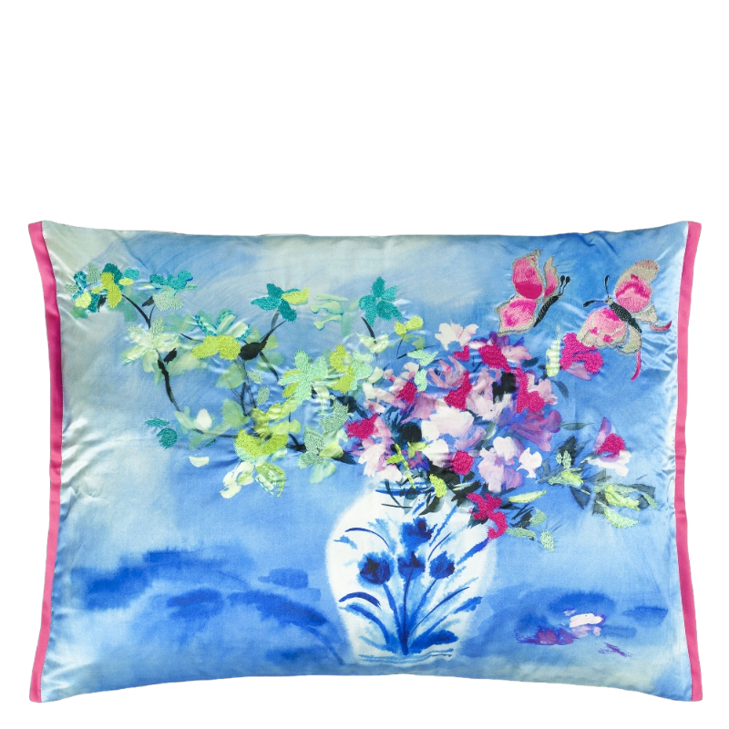 Designers Guild Cushion Laterza Fuchsia Silk Blue Pink