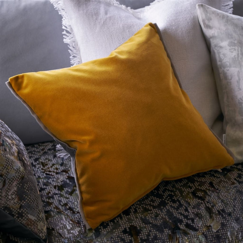 Designers Guild Cushion Varese Mustard Yellow Grey