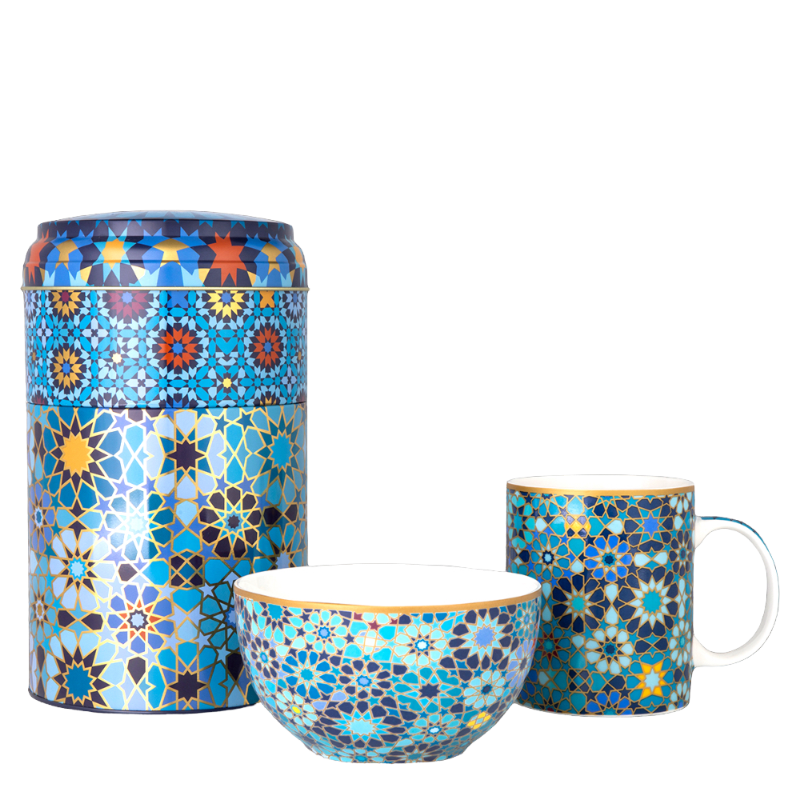 Images d'Orient cereal set bowl mug crockery tin Moucharabieh Blue