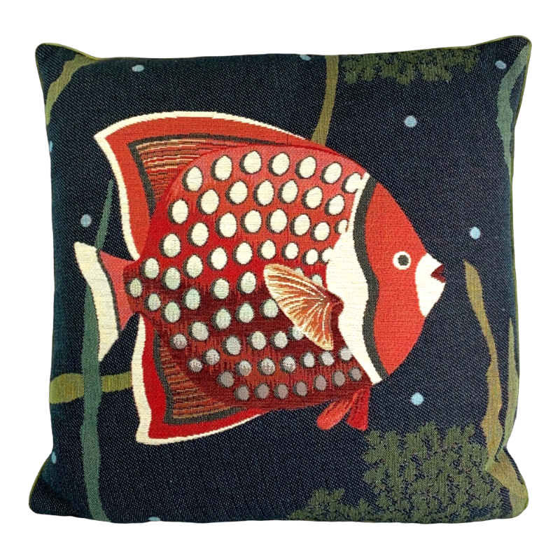 Iosis cushion Le Poisson Fish Red Gray