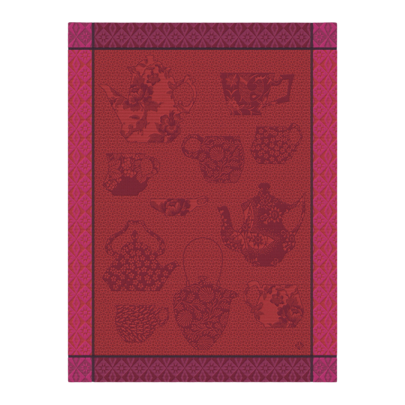 Le Jacquard Francais Club Tea towel Comptoir du The Hibiscus Red