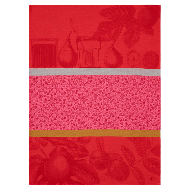 Le Jacquard Francais tea towel Confiture Coulis Red Pink