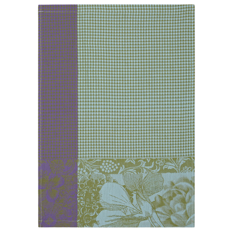 Le Jacquard Francais Tea Towel Towel Flerus à Croquer Chlorophylle Green Purple