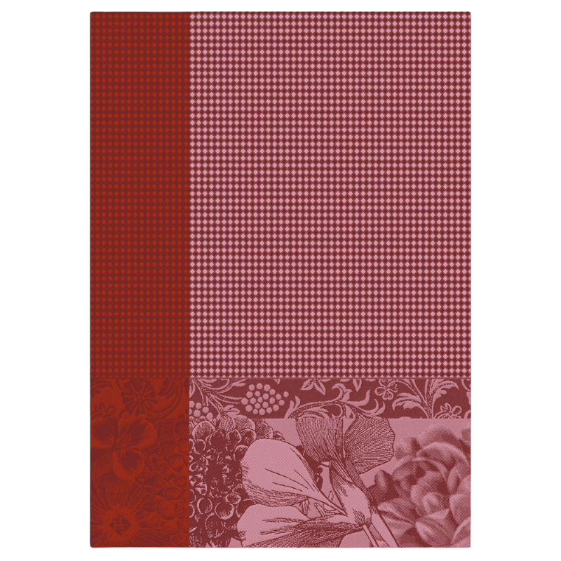 Le Jacquard Francais tea towel Flerus à Croquer Fleur Red Pink