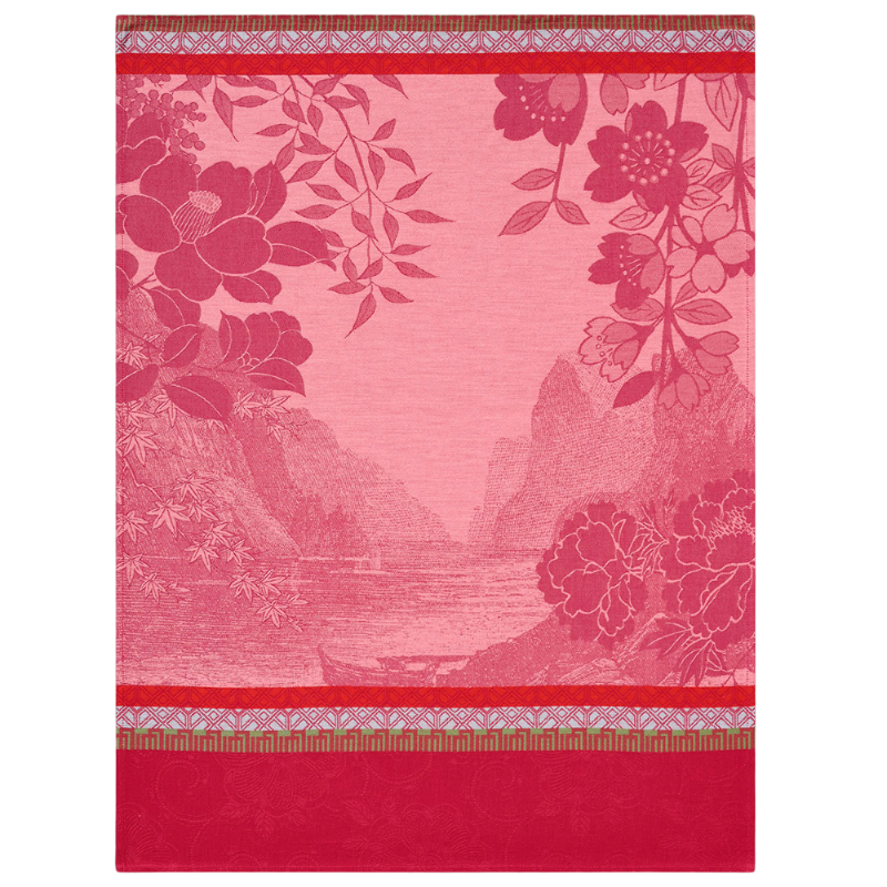 Le Jacquard Francais Tea Towel Voyages Along Pink Red