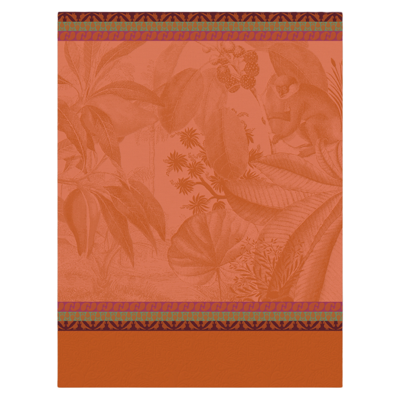 Le Jacquard Francais tea towel Voyages au Kerala Orange